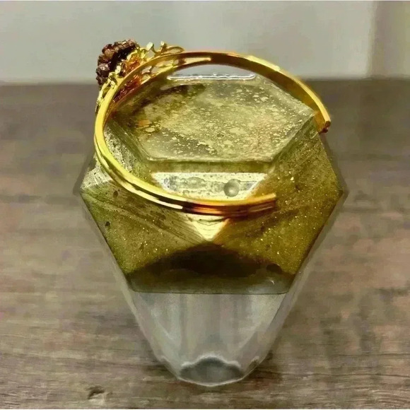 Gold Tone Cuff Bracelet with Pinecone Main Accent Piece - Picture 3 of 5